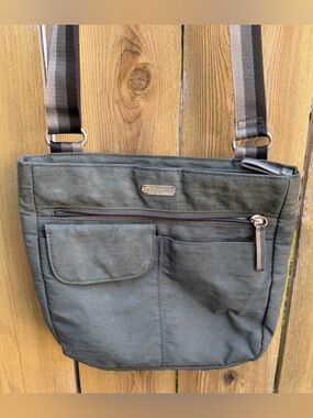 Baggallini gray Crossbody  Bag with Striped Strap